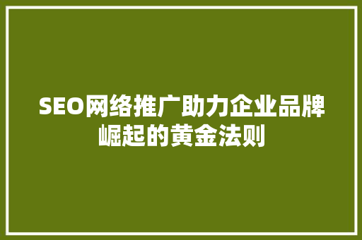 SEO网络推广助力企业品牌崛起的黄金法则