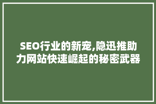 SEO行业的新宠,隐迅推助力网站快速崛起的秘密武器