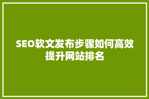 SEO软文发布步骤如何高效提升网站排名