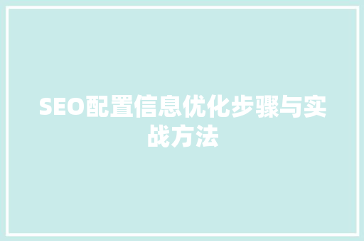 SEO配置信息优化步骤与实战方法
