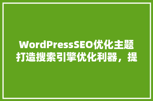 WordPressSEO优化主题打造搜索引擎优化利器，提升网站流量与排名
