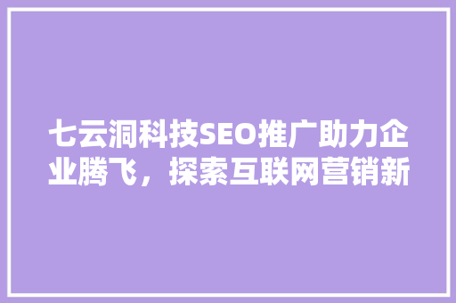 七云洞科技SEO推广助力企业腾飞，探索互联网营销新境界