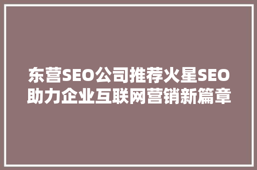 东营SEO公司推荐火星SEO助力企业互联网营销新篇章