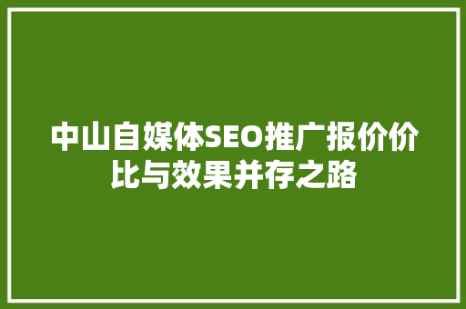 中山自媒体SEO推广报价价比与效果并存之路  第1张