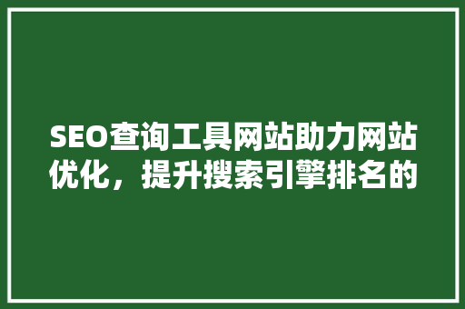 SEO查询工具网站助力网站优化，提升搜索引擎排名的利器