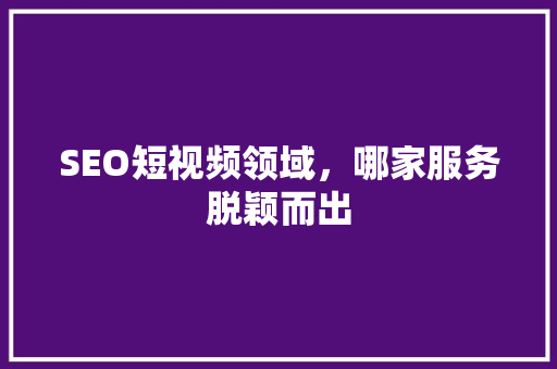 SEO短视频领域，哪家服务脱颖而出
