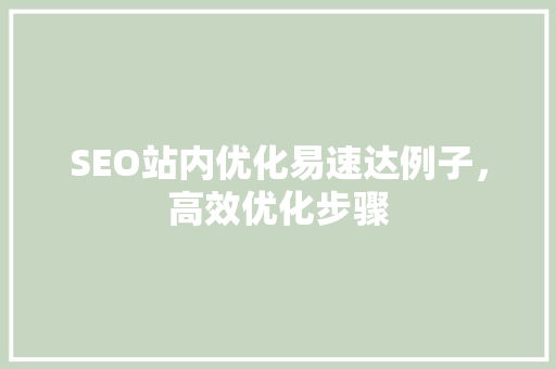 SEO站内优化易速达例子，高效优化步骤