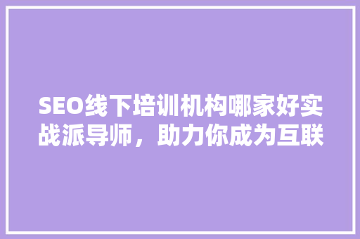 SEO线下培训机构哪家好实战派导师，助力你成为互联网营销高手
