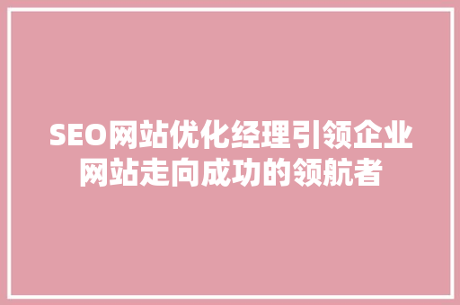 SEO网站优化经理引领企业网站走向成功的领航者