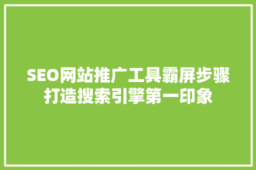 SEO网站推广工具霸屏步骤打造搜索引擎第一印象