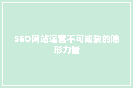 SEO网站运营不可或缺的隐形力量