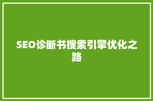 SEO诊断书搜索引擎优化之路