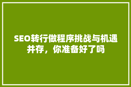SEO转行做程序挑战与机遇并存，你准备好了吗