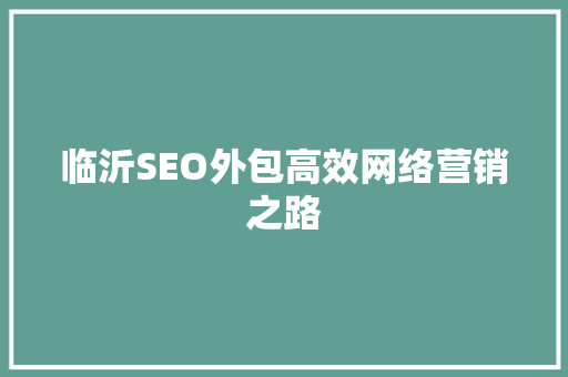 临沂SEO外包高效网络营销之路