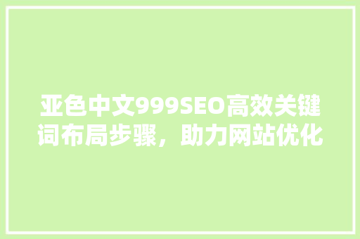 亚色中文999SEO高效关键词布局步骤，助力网站优化