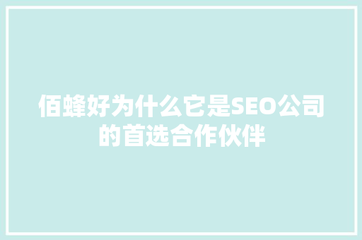 佰蜂好为什么它是SEO公司的首选合作伙伴