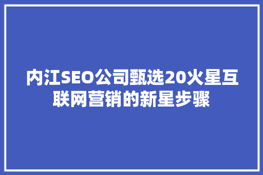内江SEO公司甄选20火星互联网营销的新星步骤