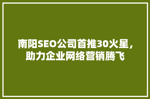 南阳SEO公司首推30火星，助力企业网络营销腾飞  第1张