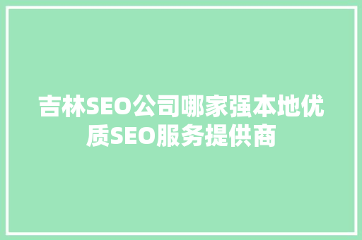 吉林SEO公司哪家强本地优质SEO服务提供商