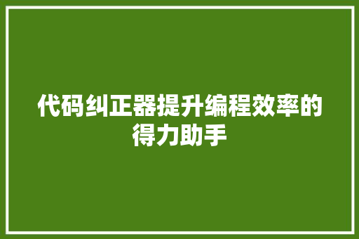 代码纠正器提升编程效率的得力助手