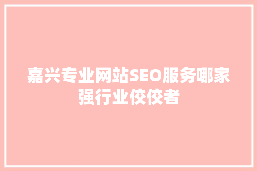 嘉兴专业网站SEO服务哪家强行业佼佼者