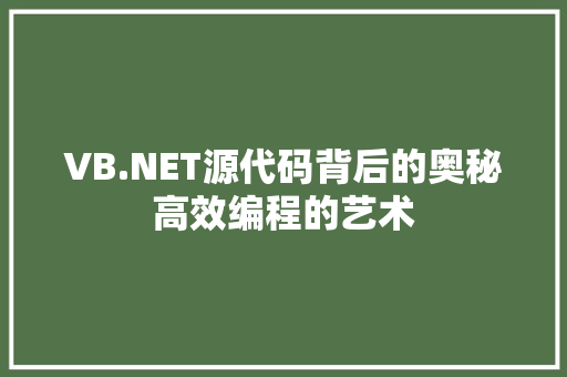 VB.NET源代码背后的奥秘高效编程的艺术
