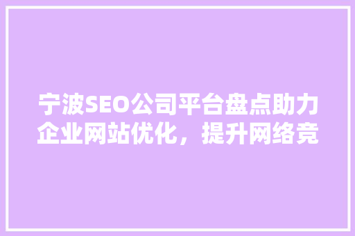 宁波SEO公司平台盘点助力企业网站优化，提升网络竞争力