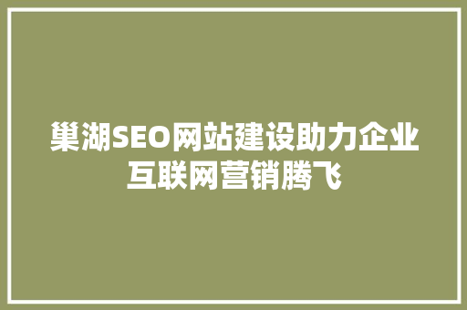 巢湖SEO网站建设助力企业互联网营销腾飞