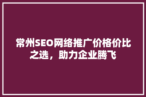 常州SEO网络推广价格价比之选，助力企业腾飞