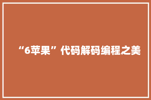 “6苹果”代码解码编程之美