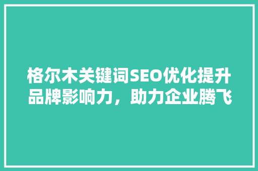 格尔木关键词SEO优化提升品牌影响力，助力企业腾飞