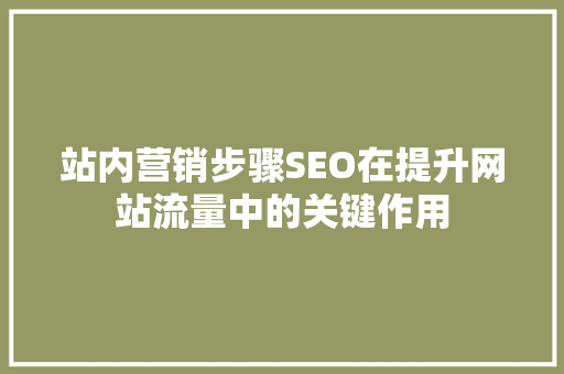 站内营销步骤SEO在提升网站流量中的关键作用