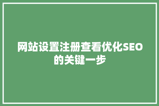 网站设置注册查看优化SEO的关键一步
