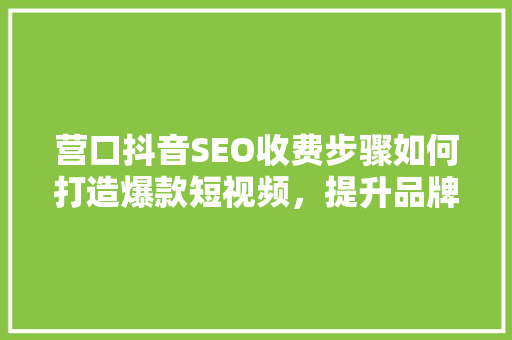 营口抖音SEO收费步骤如何打造爆款短视频，提升品牌影响力