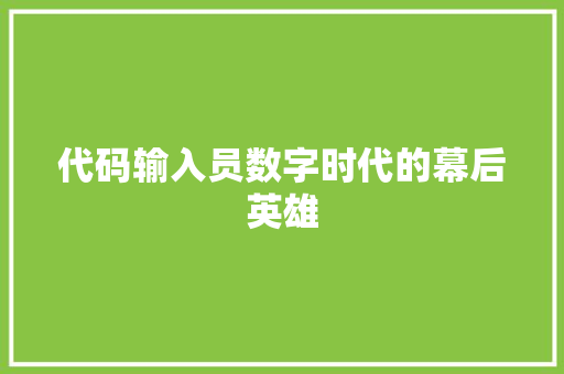 代码输入员数字时代的幕后英雄