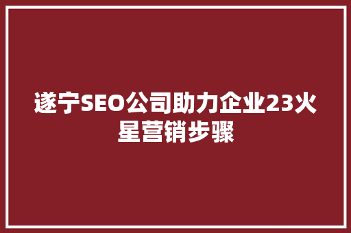 遂宁SEO公司助力企业23火星营销步骤