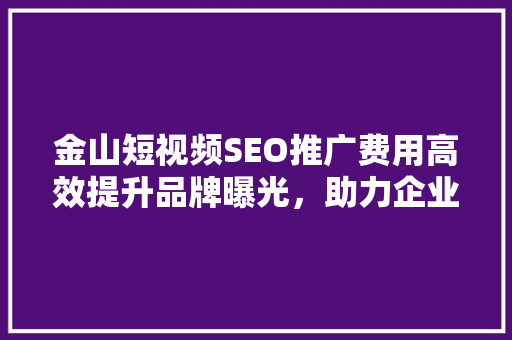 金山短视频SEO推广费用高效提升品牌曝光，助力企业腾飞