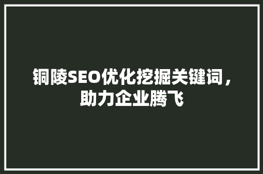 铜陵SEO优化挖掘关键词，助力企业腾飞