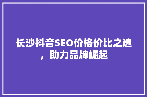 长沙抖音SEO价格价比之选，助力品牌崛起