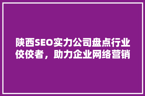 陕西SEO实力公司盘点行业佼佼者，助力企业网络营销腾飞
