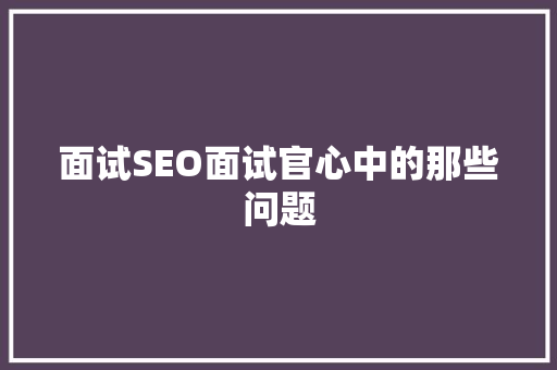 面试SEO面试官心中的那些问题