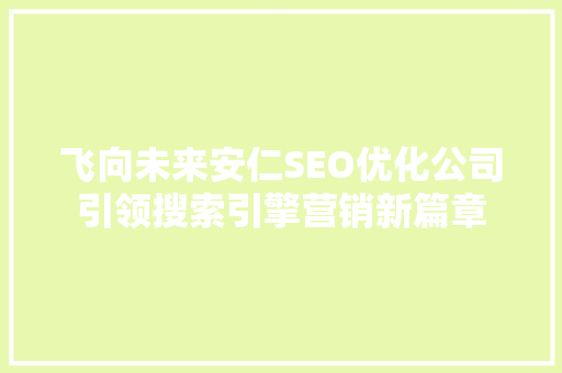 飞向未来安仁SEO优化公司引领搜索引擎营销新篇章
