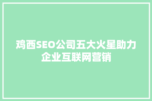 鸡西SEO公司五大火星助力企业互联网营销