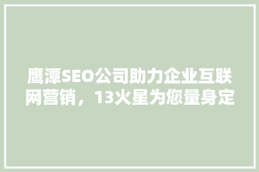 鹰潭SEO公司助力企业互联网营销，13火星为您量身定制专业解决方法  第1张