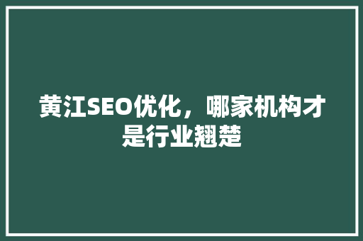 黄江SEO优化，哪家机构才是行业翘楚  第1张