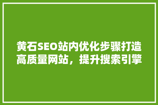 黄石SEO站内优化步骤打造高质量网站，提升搜索引擎排名