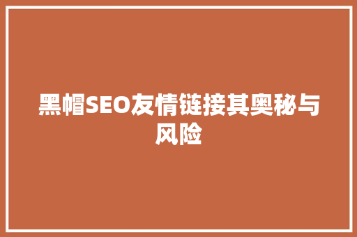 黑帽SEO友情链接其奥秘与风险