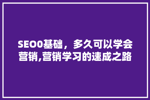SEO0基础，多久可以学会营销,营销学习的速成之路
