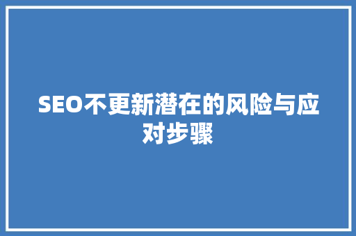 SEO不更新潜在的风险与应对步骤