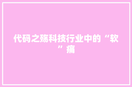代码之殇科技行业中的“软”痛